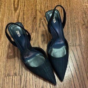 Zara black sling back pumps size 35